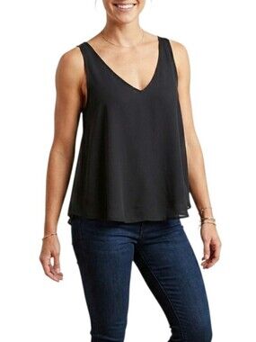Bècool Black V-Neck Flowy Cami Tank Top Size Small